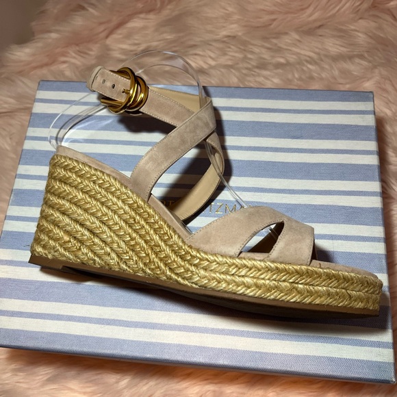 Stuart Weitzman Zuzu Wedge Size 9 Women's Espadrilles Box Included Ankle Wrap - Picture 3 of 16